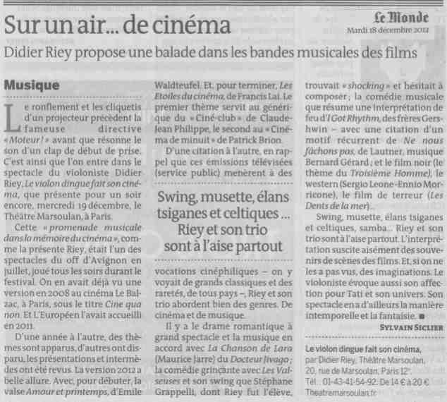 Le Monde 18 déc. 2012